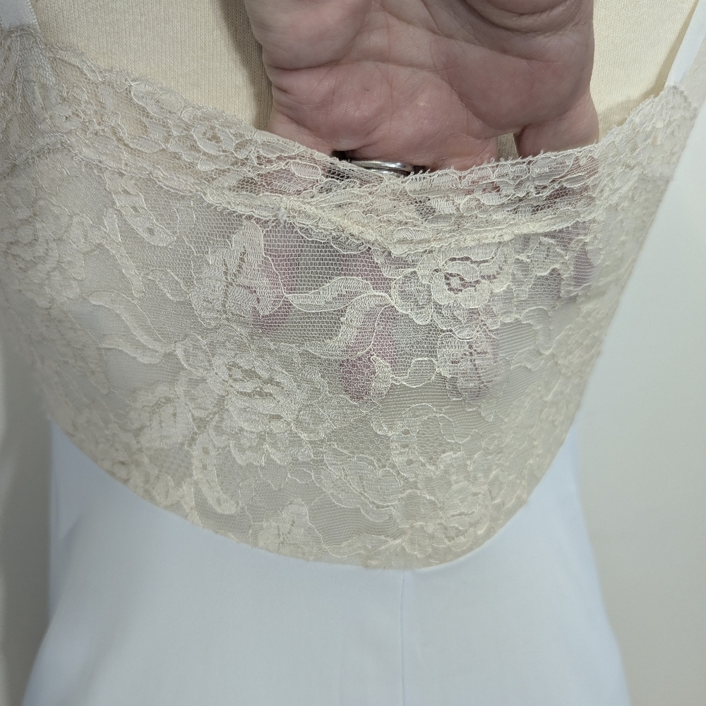 Vintage Lace Trim Light Blue Slip Dress Extraordinary Lace 34 S Ivory Stretch - Picture 5 of 15